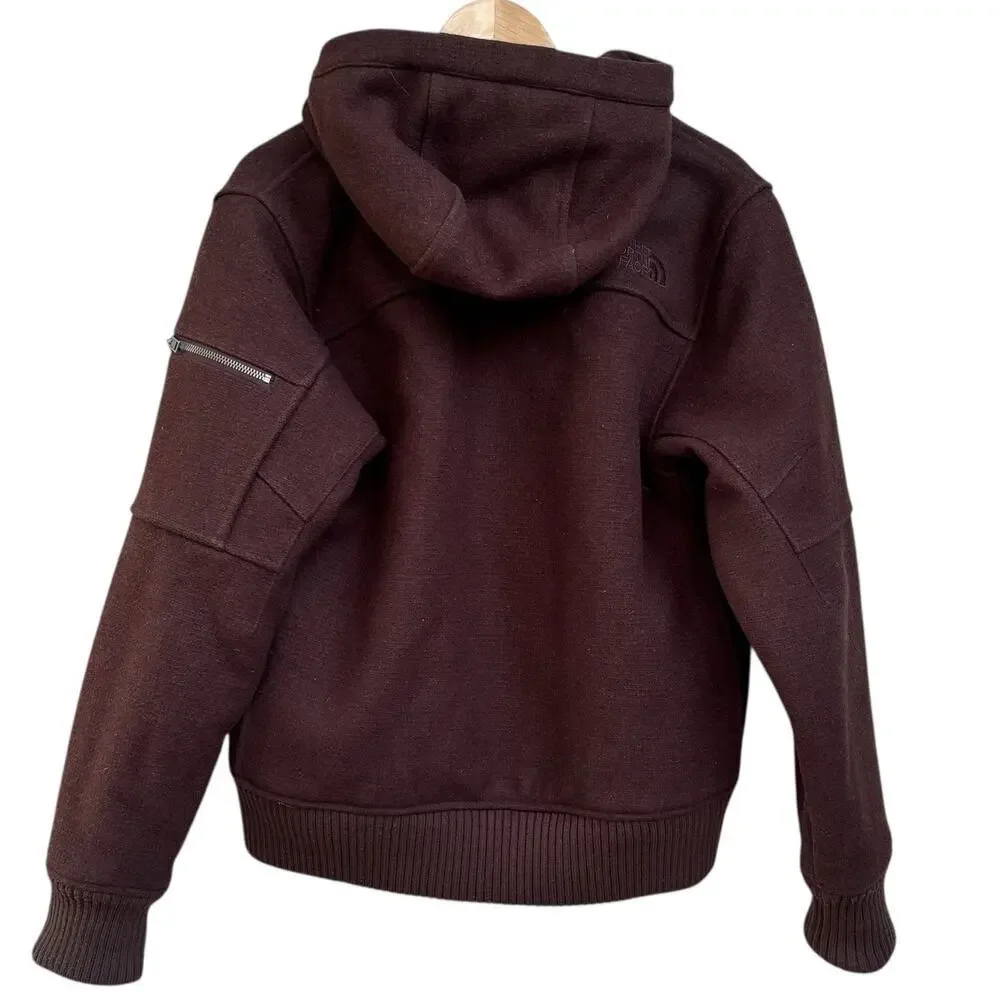 The North Face Buckeye Bomber Jacket Men's Size S Brown Wool Hooded
